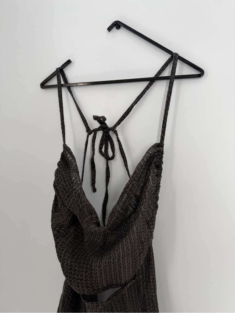 Le Kasha Kharga Detachable Convertible Linen Sheer Weave Dress Set In Charcoal - Picture 3 of 11
